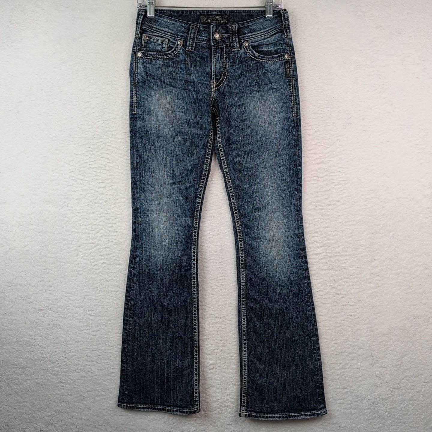 Silver Suki Surplus Jeans Womens 25x32 Blue Denim Stretch Flap Pocket